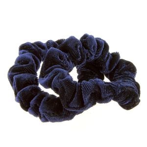 Duo chouchous velours c&ocirc;tel&eacute; bleu marine