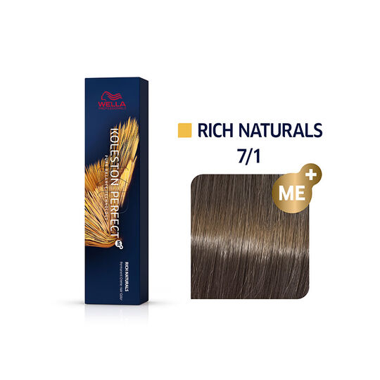 Coloration permanente Koleston Perfect Me+ 7/1 blond cendr&eacute;