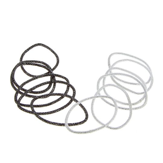 Elastiques paillet&eacute;s fins noir et argent
