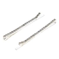 Barrettes argentées à strass 1 rangée,  Barrettes argentées à strass 1 rangée