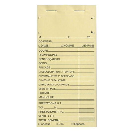 Carnet de caisse avec num&eacute;ro