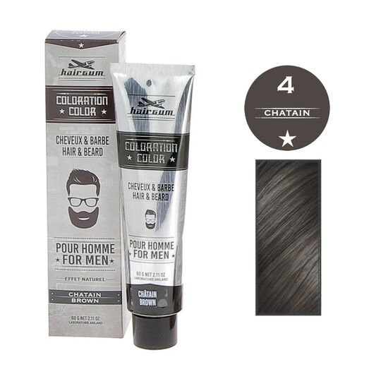 Coloration pour homme cheveux & barbe 4 ch&acirc;tain
