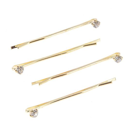 Barrettes dor&eacute;es 1 strass X 4