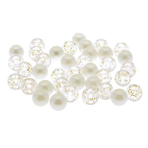 Perles cheveux blanches et transparentes à paillettes dorée,  Perles cheveux blanches et transparentes à paillettes dorée