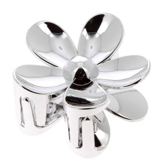 Pince croco fleur argent&eacute;