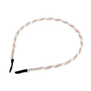 Serre-tête perles et cordon pailleté rose
