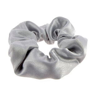 Chouchou en coton satiné gris métallisé,  Chouchou en coton satiné gris métallisé