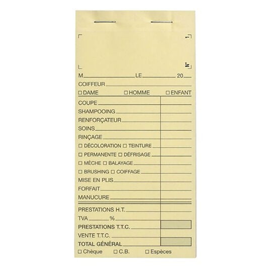 Carnet de caisse avec numéro