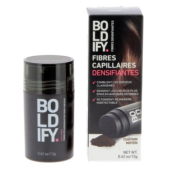 Fibres densifiantes pour cheveux ch&acirc;tain