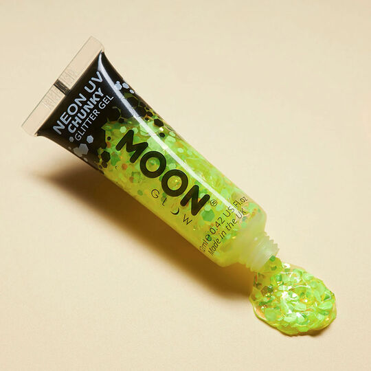 Gel n&eacute;on &agrave; grosses paillettes Moon Glow jaune