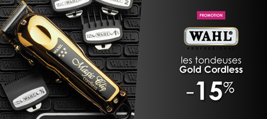 En décembre, profitez de -15% sur les tondeuses Cordless Gold Wahl Professionnal !