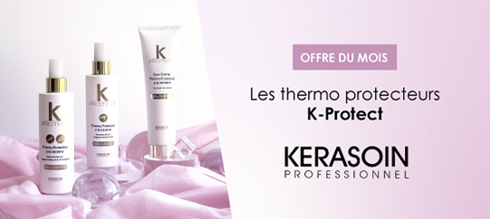 Bénéficiez avec l'Offre du mois d'une remise immédiate sur la Crème et les Spray Thermo-Protecteur K-Protect Kérasoin !
