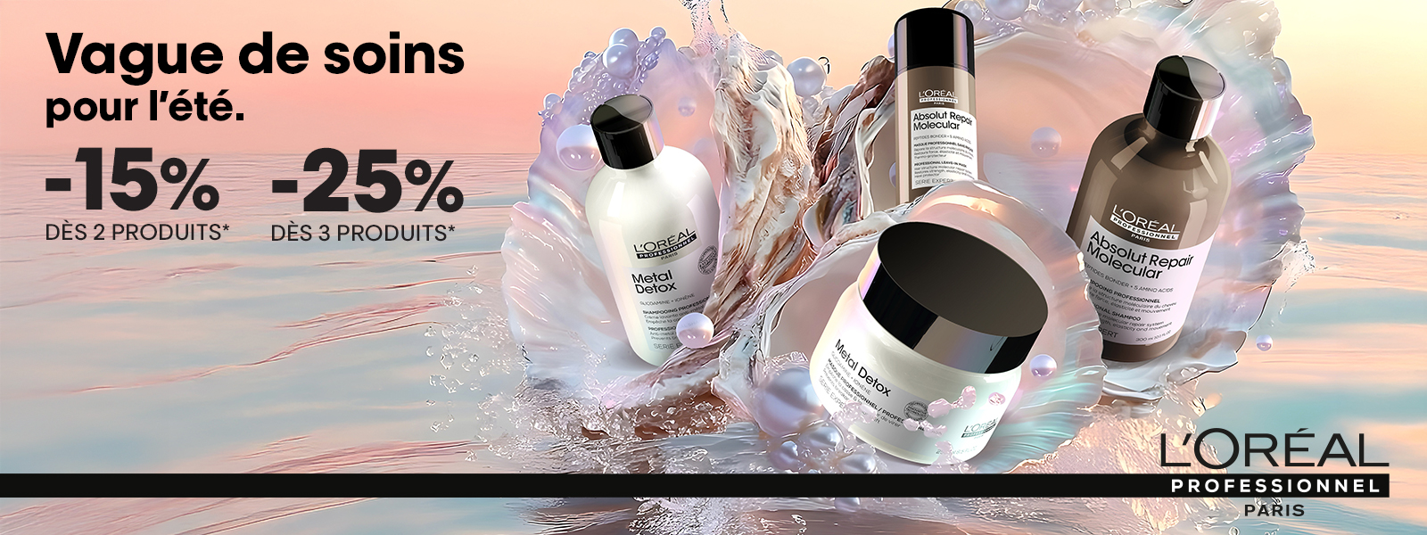 L'Oréal Professionnel : -15% dès 2 produits achetés. -25% dès 3 produits achetés*.