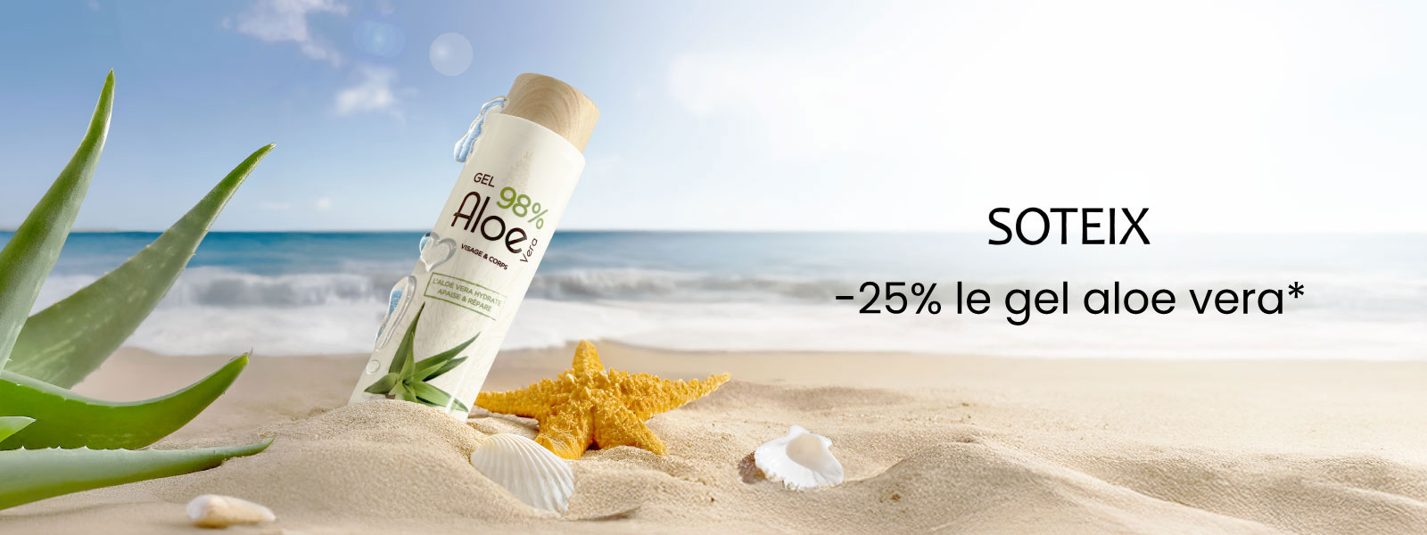  C'est le moment de faire le plein de fraicheur : 25% de remise immédiate sur le gel d'aloe vera Soteix !